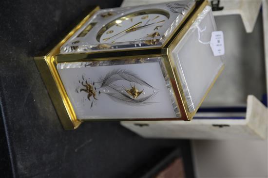 A Jaegar Le Coultre marina pattern Atmos clock, 9in., with travelling case